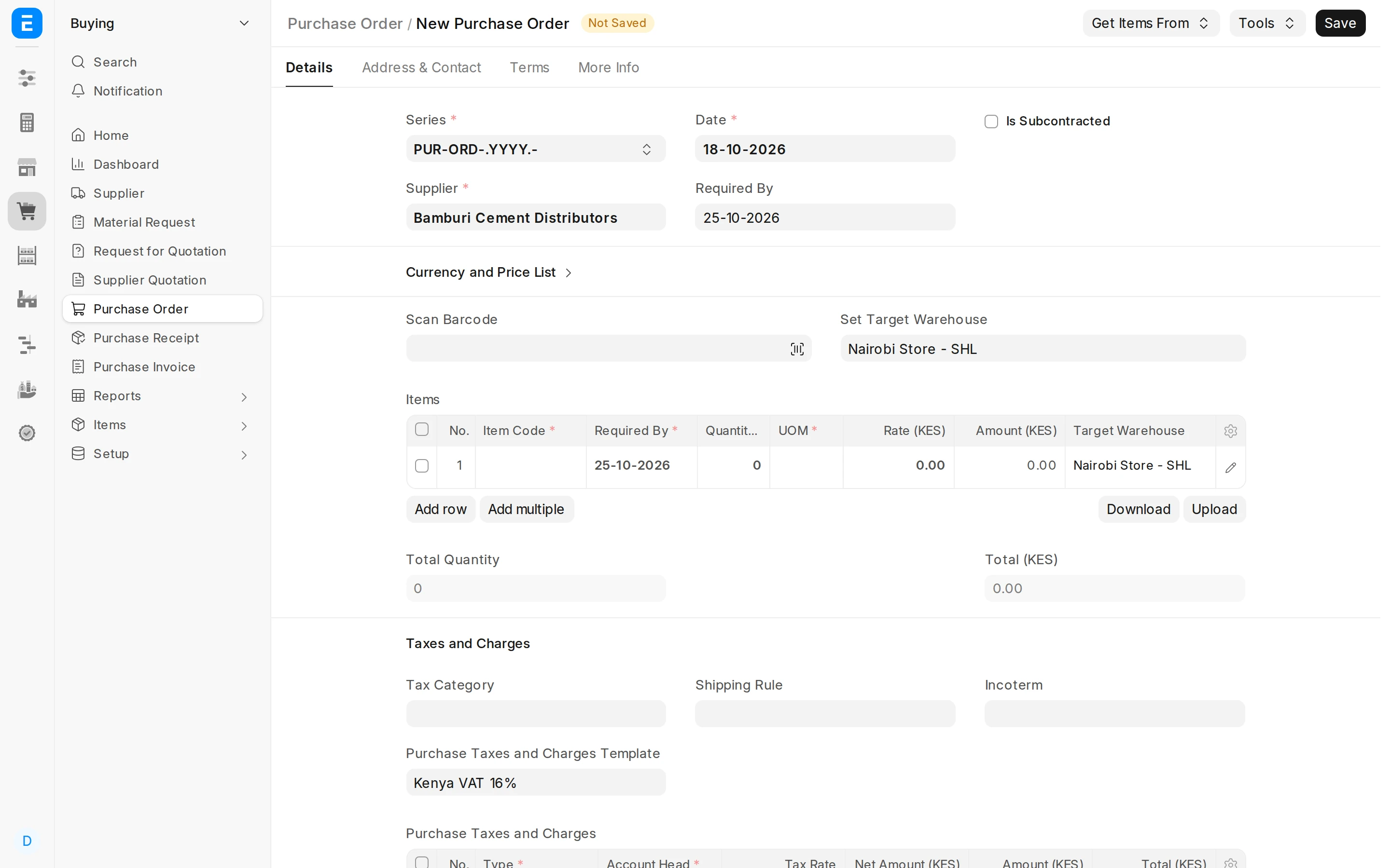 Step 1: Start a purchase order