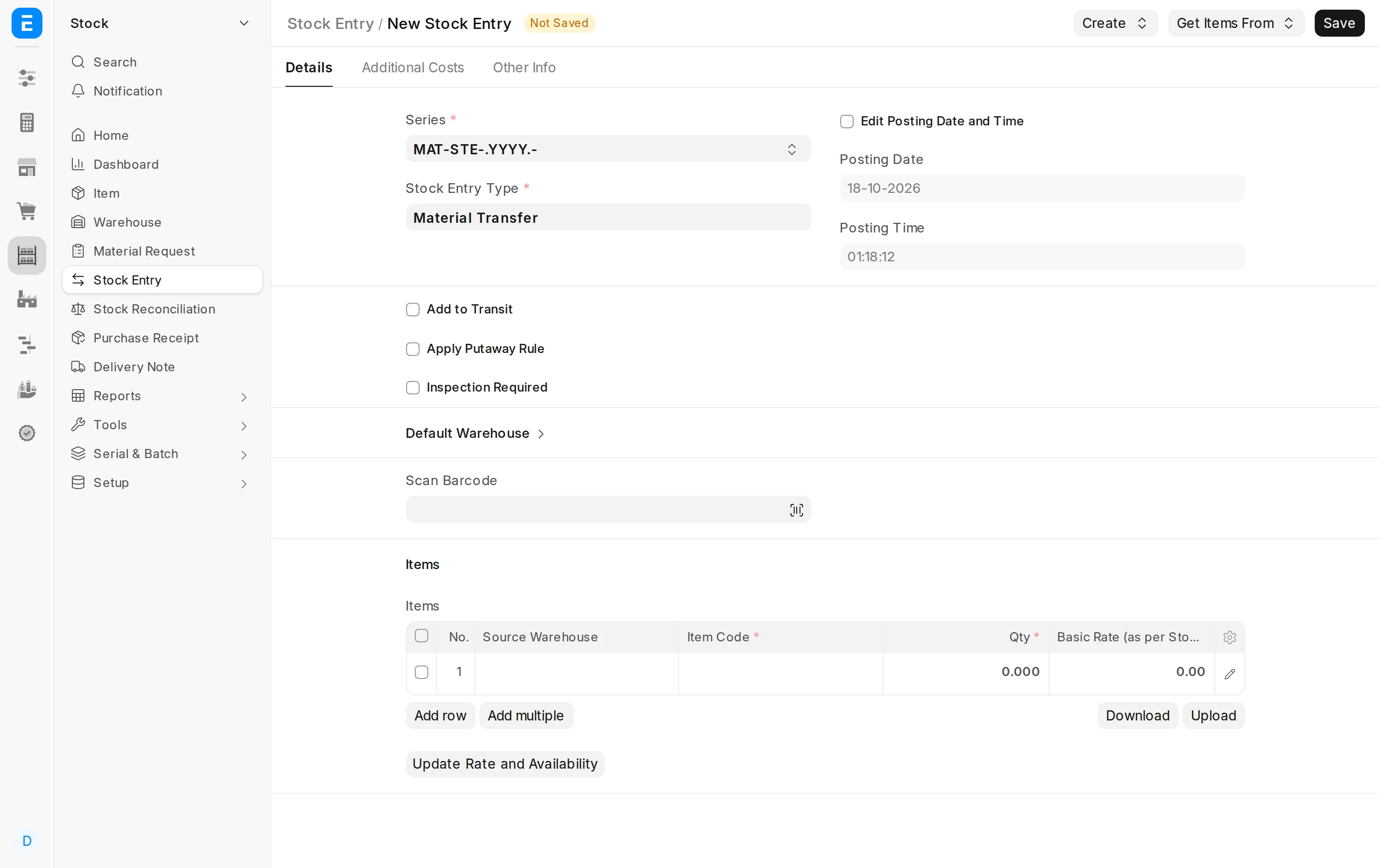Step 1: Start a stock transfer