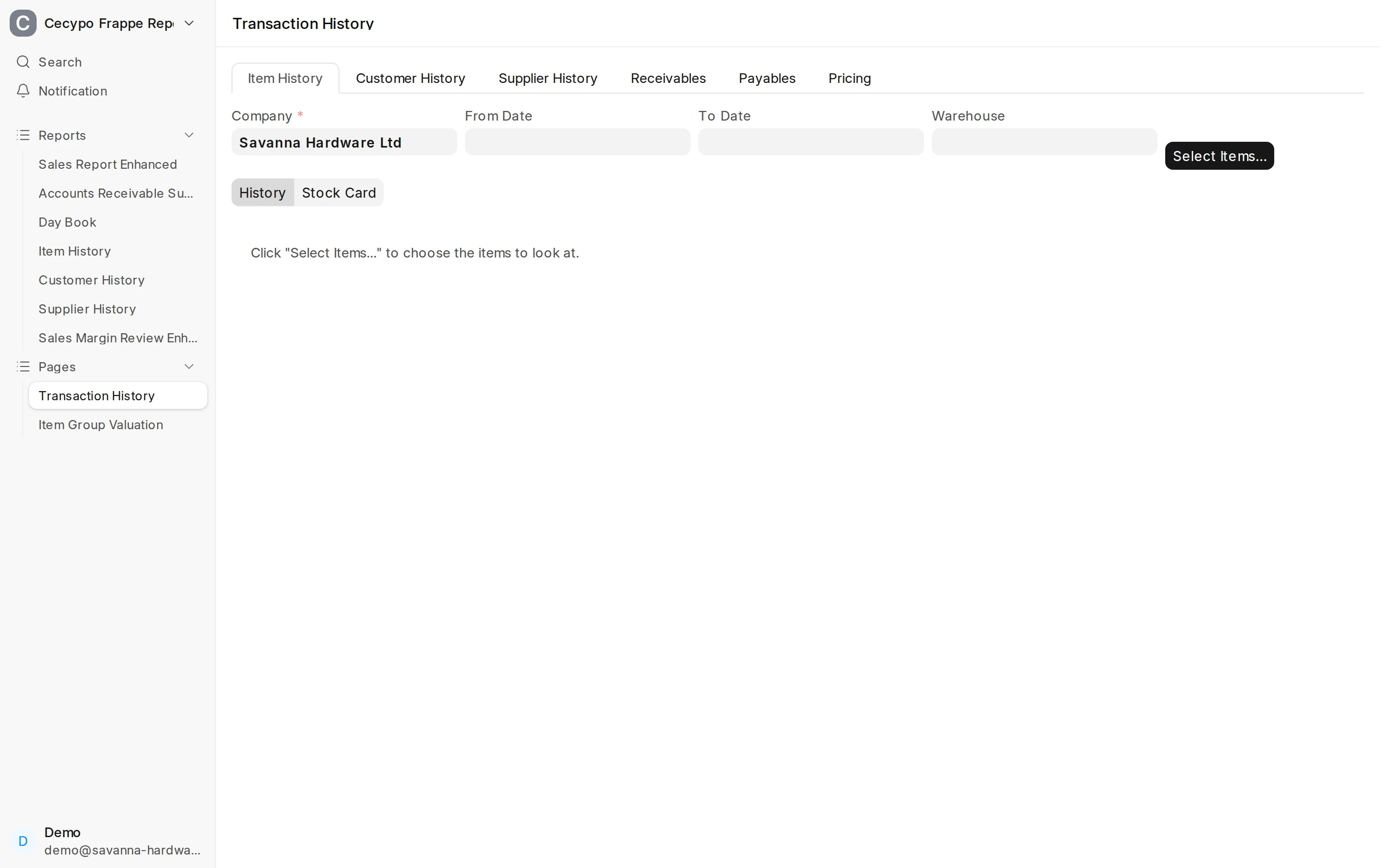 Step 1: Open Transaction History